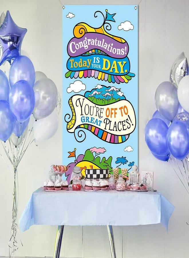 Pudodo Oh The Places You'll Go Door Cover Graduation Travel Theme Party Decor Front Door Porch Banner Photography Decoration - Image 4